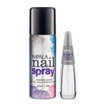 Ficha técnica e caractérísticas do produto Esmalte Spray Impala Nail Spray Cor Preto com 50ml + Base 2 em 1 com 7,5ml