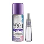 Ficha técnica e caractérísticas do produto Esmalte Spray Impala Nail Spray Cor Roxo com 50ml + Base 2 em 1 com 7,5ml