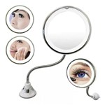 Ficha técnica e caractérísticas do produto Espelho 360 Flexível Aumento 10x Ventosa Maquiagem Barba Led - B2t