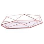 Ficha técnica e caractérísticas do produto Acrylic Mirror Tray Storage Organizer Makeup Tray Nordic Style Retro Geometry Glass Box Jewelry Display Dessert Plate