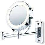 Ficha técnica e caractérísticas do produto Espelho Articulado Cromado Duplo Com Aumento de 5X Iluminado Com Luz de Led Fashion Beauty JM315