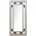 Espelho Bisotado com Moldura Prata e Preto Rústico 87x107cm - Decore Pronto