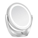 Ficha técnica e caractérísticas do produto Espelho com Aumento de 5x Redondo Dupla Face Leds Recarregável BC1007 Branco