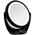 Ficha técnica e caractérísticas do produto Espelho com Aumento de 5x Redondo Dupla Face Leds Recarregável BC1007 Preto