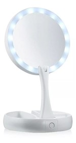 Ficha técnica e caractérísticas do produto Espelho de Luz Led Dobrável 10x Aumento Maquiagem Portátil - B2t