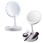 Ficha técnica e caractérísticas do produto Espelho de Luz Led Dobravel Aumenta 10x P/maquiagem Portátil