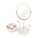 Ficha técnica e caractérísticas do produto Espelho de mesa branco com aumento Porta Jóias Jacki Design