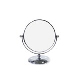 Espelho Redondo Oval de Mesa C/ Pé e Ampliação de 5x Prata