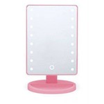 Espelho de Mesa com Led para Maquiagem Portátil - Cor Rosa