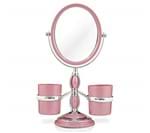 Espelho de Mesa com Zoom 5x Profissional para Maquiagem e Salão Jacki Design Rosa