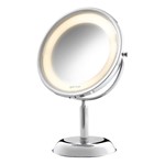 Ficha técnica e caractérísticas do produto Espelho de Mesa Royale Lux com Luz e Aumento Modelo 10288 Cromado Brilhante