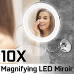 Ficha técnica e caractérísticas do produto Espelho de vaidade de maquiagem flexível de ampliação de 10X Giratório de 360 ° ajustável com luz LED