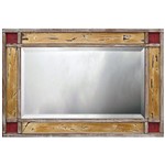 Espelho Decorativo Rústico com Bisotê e Moldura Colorida 97x77cm - Decore Pronto