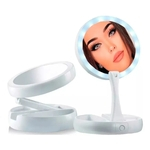 Ficha técnica e caractérísticas do produto Espelho Dobravel Articulavel Led 2 Lados Aumenta Maquiagem