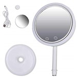 Ficha técnica e caractérísticas do produto Espelho Maquiagem Led Ventilador 5x Aumento Iluminador Touch USB Beleza