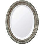 Ficha técnica e caractérísticas do produto Espelho Oval Bisotê 26413 (25x37cm) Prata Envelhecido - Ornamental Design