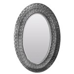 Ficha técnica e caractérísticas do produto Espelho Oval com Moldura em Metal Acabamento em Prata - Único