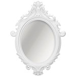 Ficha técnica e caractérísticas do produto Espelho Oval Rococó 5028 72x52cm Moldura Sintética Branco - Mart