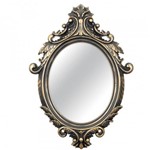 Espelho Oval Rococo Preto Dourado Envelhecido 38cm X 55cm Mart
