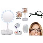 Ficha técnica e caractérísticas do produto Espelho para Maquiagem Luz Led Dobrável + Óculos de Grau Maquiagem Perfeita
