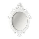 Espelho Redondo de Parede Provençal Rococo Mart Collection 54,5cmx40cm Branco