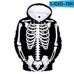 Ficha técnica e caractérísticas do produto Unisex Halloween Skeleton Hoodie Plush camisola manga comprida solta Printing pulôver