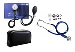 Ficha técnica e caractérísticas do produto Estetoscópio Duplo + Medidor de Pressão Arterial Azul - Premium