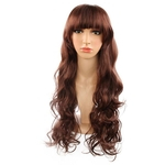Korean style Hot sales more colors girl student 26 inch long wavy beauty fringe bangs wigs