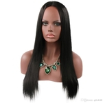 Euro-American Hot sales fashion 25 inch Brazilian black long straight synthetic wigs for women