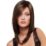 Ficha técnica e caractérísticas do produto Factory price 1pc Women Fashion Lady Brown Synthetic Medium Long Hair Natural Cosplay Wigs Stand Cosplay wigs