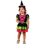Fantasia de Bruxa Divertida Bebê com Chapéu Halloween 1 a 3 Anos