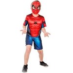 Ficha técnica e caractérísticas do produto Fantasia Homem Aranha Curta com Músculos Spiderman Infantil - M