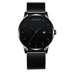 Ficha técnica e caractérísticas do produto Fashion Luxury Stainless Steel Calendar Dial Men's Business Quartz Wrist Watch