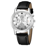 Ficha técnica e caractérísticas do produto Fashion Men's Luxury Leather Band Date Analog Quartz Diamond Wrist Watch