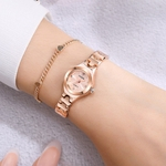 Ficha técnica e caractérísticas do produto Fashion Simple Star Diamond Inlaid Stainless Steel Watch Ladies Quartz Watch