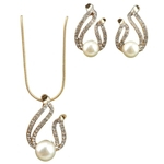 Ficha técnica e caractérísticas do produto Faux Pearl Pearl Drop Charme Pendant Earrings Colar Socialite Lady Jewelry Set