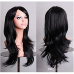 Long Curly Cosplay Costume Party Women Black 70 Cm High Temperature Synthetic Hair Wigs