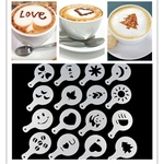 Ficha técnica e caractérísticas do produto 16pcs Café Latte Mold Limpar o Pó Pad Stencils Ferramentas DIY Kitchen Art Baking