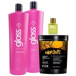 Fox Kit Progressiva Gloss+ Máscara Nokaute Hidratante 1kg+ Óleo Argan Bel