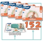 Ficha técnica e caractérísticas do produto Fralda Affagio baby crescer G + . 4 pct, 152 unidades. + um 1 pct de toalha umedecida affagio