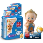 Ficha técnica e caractérísticas do produto Fralda Baby Roger G Kit Com 4pct 72 Fraldas. Jumbinho Barato