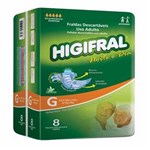 Ficha técnica e caractérísticas do produto Fralda Geriátrica Higifral Noite e Dia G - 8 Unidades