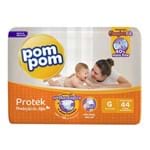 Ficha técnica e caractérísticas do produto Fralda Pom Pom Protek Proteção de Mãe Tamanho G Pacote Mega 44 Fraldas Descartáveis