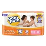 Ficha técnica e caractérísticas do produto Fralda Pom Pom Protek Proteção de Mãe Tamanho SXG Pacote Jumbo com 16 Fraldas Descartáveis