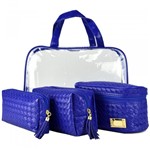 Ficha técnica e caractérísticas do produto Frasqueiras Necessaire Feminina Luxo Azul Kit 4 Peças CBRN08186 - Commerce Brasil