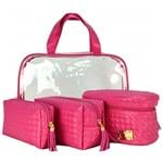 Frasqueiras Necessaire Feminina Luxo Pink Kit 4 Peças CBRN08216