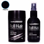 Full Hair Maquiagem para Cabelo com Pó de Queratina Preto Spray Fixador + Fibra em Pó - Saúde Garantida