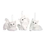 Ficha técnica e caractérísticas do produto Gato Decorativo Pelúcia Sentado Branca (Pet Christmas) - 6 Unidades