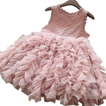 Ficha técnica e caractérísticas do produto Girl Dress Fluffy com rendas formais vestido de princesa roupa traje Conjuntos de aniversário do Natal