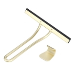 Ficha técnica e caractérísticas do produto Gold Glass Window Wiper Bathroom Shower Door Scraper Cleaner Cleaning Tool with Hook